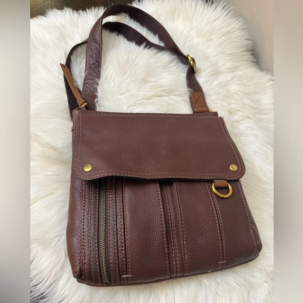 Fossil Dark Brown Leather Messenger Bag